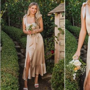 Claire Midi Dress - champagne luxe satin from show me your mumu